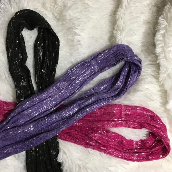 (Set of 3) Pop Metallic Stripe Stretch Fringe Scarves - Picture 9 of 10